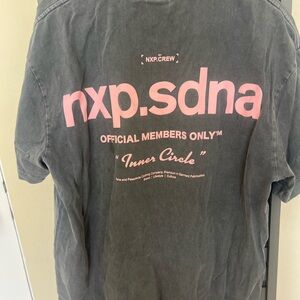 "Inner Circle" Short Sleeve Tee - Charcoal with Pink Print